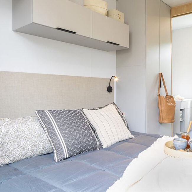 Schlafzimmer im Mobilheim Alpilles Doppelter Komfort