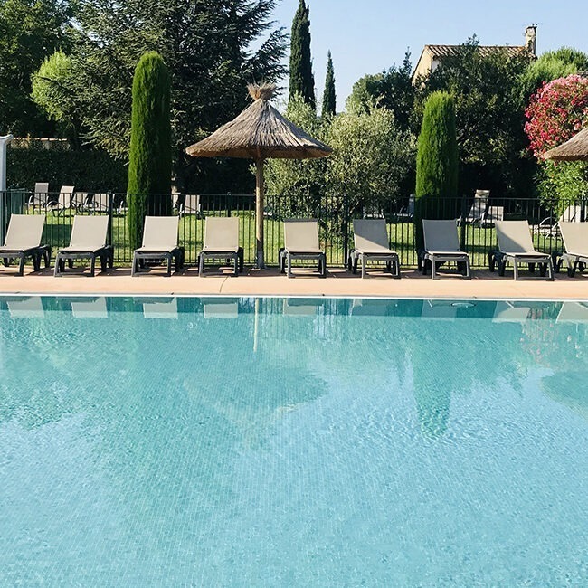 Blick auf den Poolgarten Monplaisir